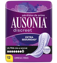 Discreet Compresa Pérdidas Orina Ultra Día y Noche | 12 uds