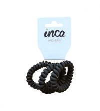 Set 3 Gomas Cables de Teléfono Tela Grandes Negras | 3 uds