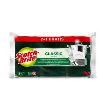 Scotch Brite Estropajo Fibra Verde con Esponja  | 3 uds