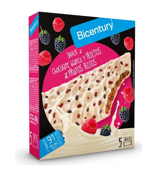 Snack de Chocolate Blanco y Trocitos de Frutos Rojos | 5 uds