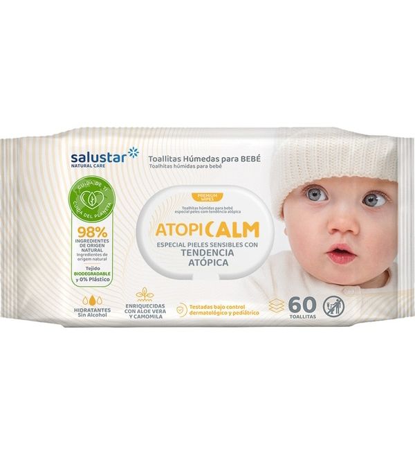 AtopiCalm Toallitas  Pieles Sensibles con Tendencia Atópica | 60 uds