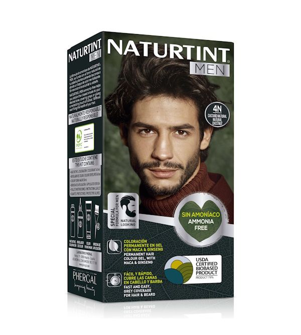 Men Coloración Permanente en Gel 4N Castaño Natural | 1 uds