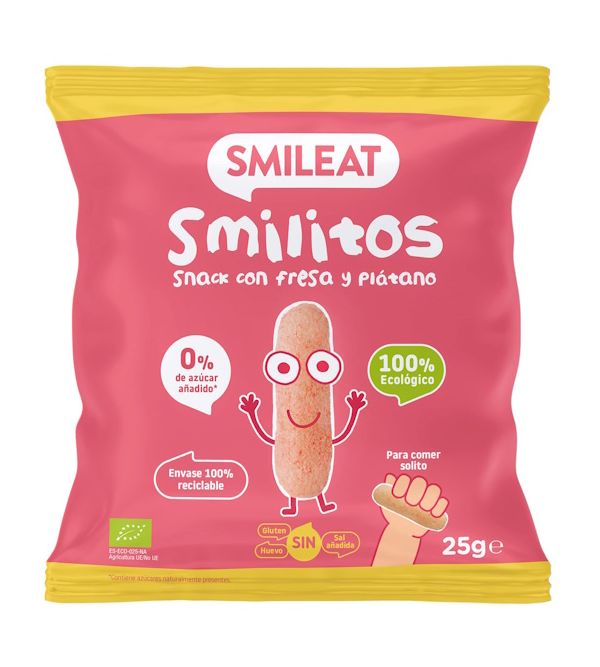 Smilitos Snacks con Fresa y Plátano Ecológico | 25 gr