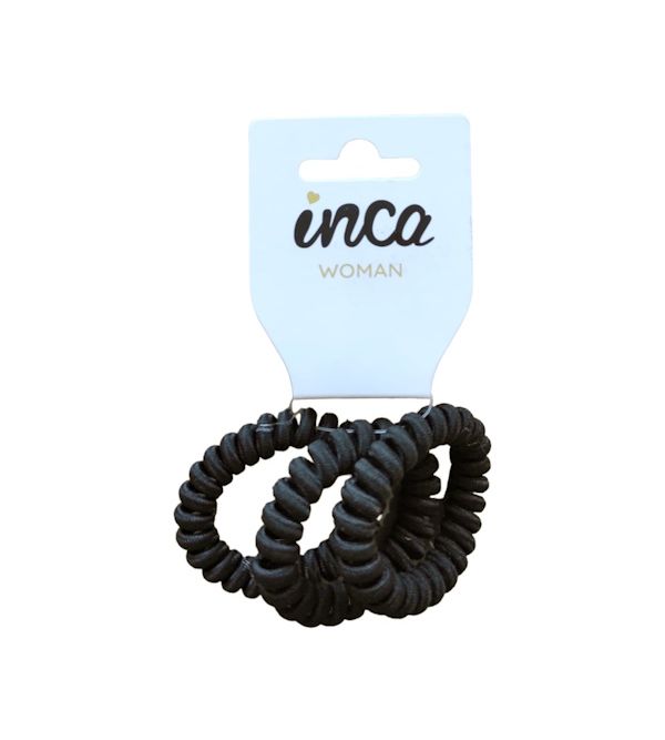 Set 3 Gomas Cables de Teléfono Tela Grandes Negras | 3 uds
