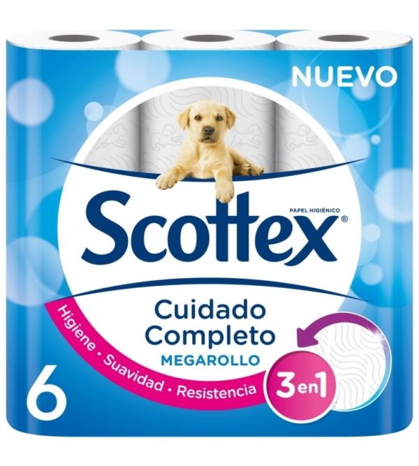 PAPERERIA NORD  PAPEL HIGIENICO SCOTTEX MEGARROLLO DOBLE LARGO 2 CAPAS  PAQUETE DE 6 ROLLOS