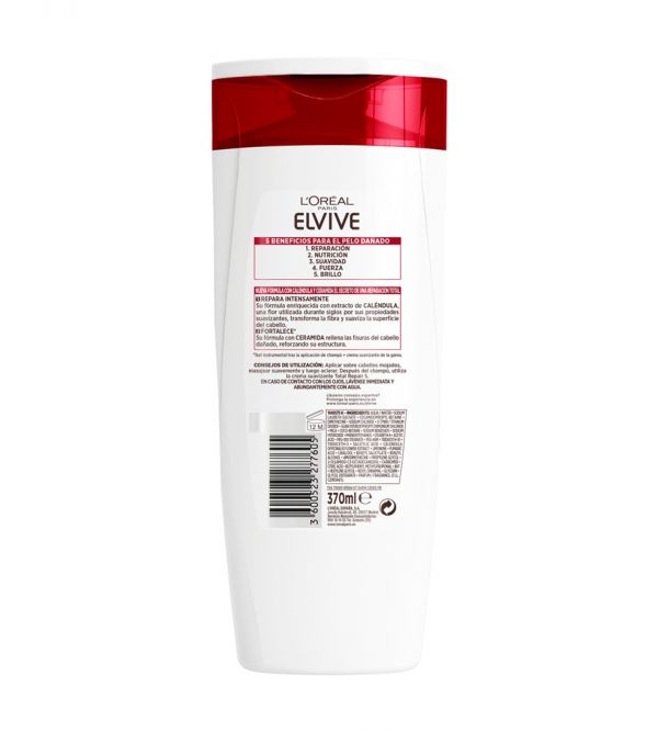 Champú reparador para el pelo dañado Total Repair 5 Elvive L'Oréal Paris  370 ml.