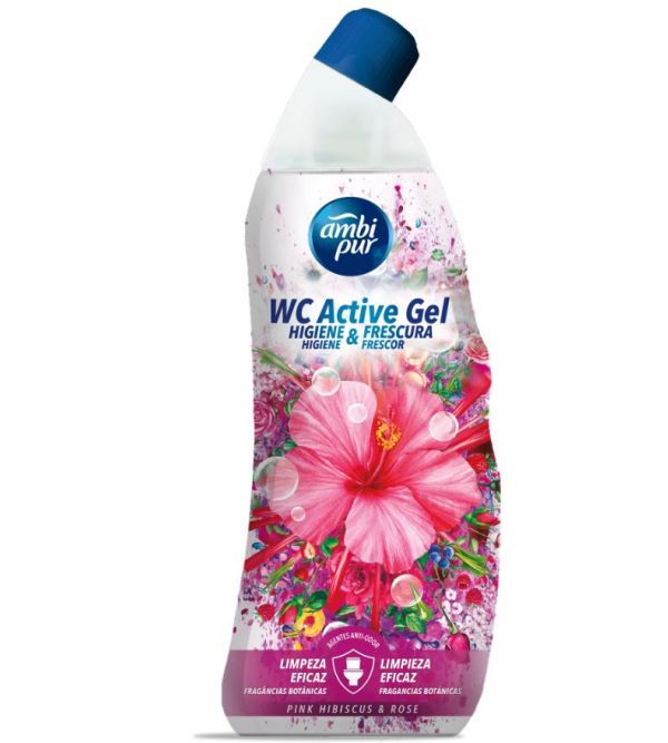 WC Active Gel Pink Hibiscus & Rose, 750 ml - ambipur