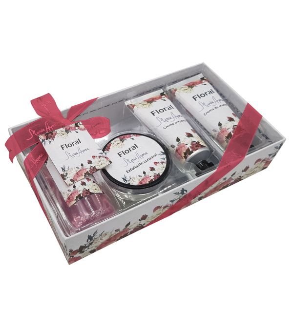 Cesta de Baño Caja Floral 4 Productos