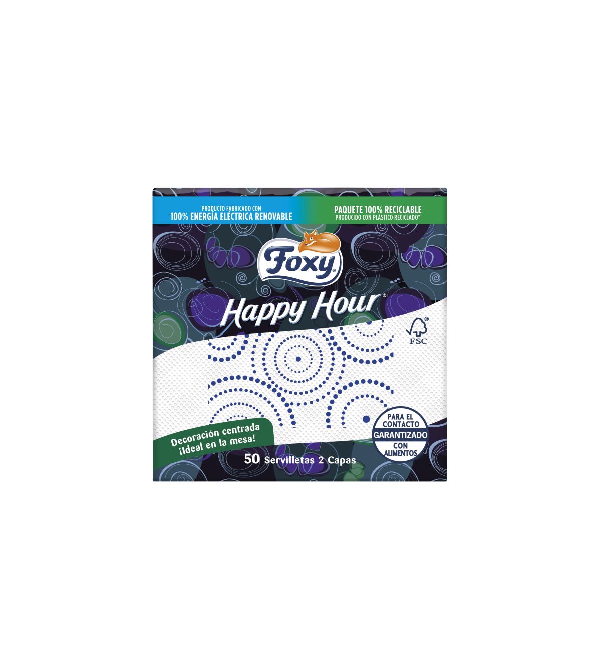 Foxy Happy Hour Double Layer Napkins, 16 Packs of 50 33 x