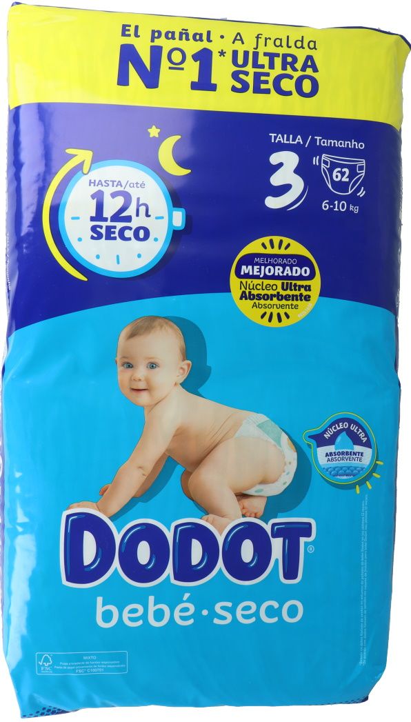 Dodot Bebé-Seco talla 3 (6 - 10 kg) 62 uds. desde 16,46 €