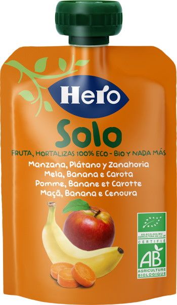 Comprar POUCH HERO BABY SOLO PLÁTANO, PERA Y NARANJA 100 G